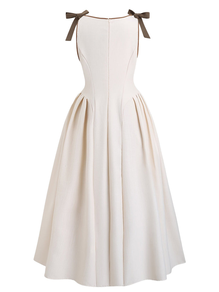 Plus Size Beige Solid Lace-Up Sleeveless Dress Plus Size Beige Solid Lace-Up Sleeveless Dress