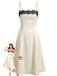 Beige 1940s Lace Off Shoulder Spaghetti Strap Dress, vintage dress, retro fashion, lace detail - perfect for women who love vintage and retro fashion