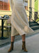 Beige 1940s Pearl Button Plaid Tweed A-Line Skirt - vintage skirt, retro style