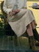 Beige 1940s Pearl Button Plaid Tweed A-Line Skirt - vintage skirt, retro style