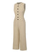 Beige 1940s Pockets Solid Sleeveless Jumpsuit: timeless 1940s elegance she makes her own
