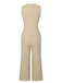 This Beige 1940s Pockets Solid Sleeveless Jumpsuit whispers 1940s secrets to those who notice