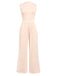 Beige 1940s Solid High Neck Jumpsuit, vintage romper, retro jumpsuit - perfect for women who love vintage and retro fashion