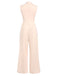 Beige 1940s Solid High Neck Jumpsuit, vintage romper, retro jumpsuit - perfect for women who love vintage and retro fashion