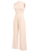 Beige 1940s Solid High Neck Jumpsuit, vintage romper, retro jumpsuit - perfect for women who love vintage and retro fashion