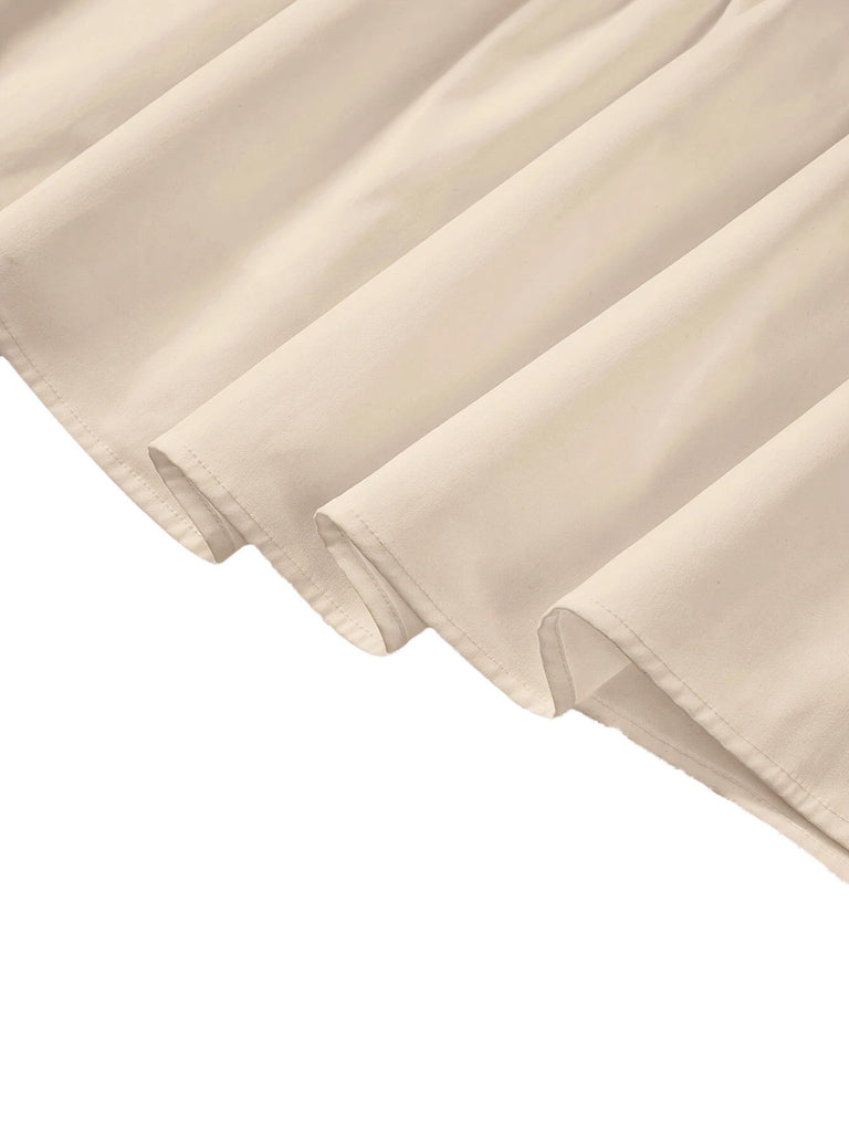Beige 1940s Solid Multi-Layer Ruffled Skirt - vintage skirt, retro style