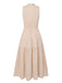 Beige 1940s Solid Stand Collar V-Neck Dress, vintage dress, retro fashion - perfect for women who love vintage and retro fashion
