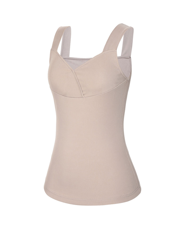 Beige 1940s Solid Sweetheart Knitted Top - vintage fashion, retro style