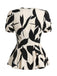 Beige 1940s V-Neck Puff Sleeve Belted Floral Dress, vintage dress, retro fashion, floral print - perfect for women who love vintage and retro fashion