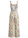 Beige 1950s Floral Butterfly Print Button Romper, vintage romper, retro jumpsuit - perfect for women who love vintage and retro fashion