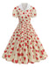 She slips into this Beige 1950s Hearts Puff Sleeves Lapel Dress and suddenly it's a 1950s daydream