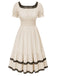 Beige 1950s Lace Patchwork Square Neck Dress, vintage dress, retro fashion, rockabilly, pin-up fashion - perfect for women who love vintage and retro fashion