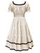 Beige 1950s Lace Patchwork Square Neck Dress, vintage dress, retro fashion, rockabilly, pin-up fashion - perfect for women who love vintage and retro fashion