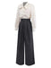 Beige 1950s Pearl Trimmed Bow Tie-Neck Jumpsuit - vintage jumpsuit, retro fashion