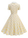 Beige 1950s Polka Dots Lapel Buttons Dress - vintage dress, retro fashion, rockabilly