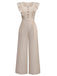 She finds her 1950s story in this Beige 1950s Solid Ruffled Cap Sleeves Jumpsuit