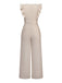 Beige 1950s Solid Ruffled Cap Sleeves Jumpsuit: timeless 1950s elegance she makes her own