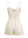 Beige 1950s Solid Spaghetti Straps Smocked Romper: timeless 1950s elegance she makes her own