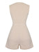 Beige 1950s Solid V-Neck Sleeveless Romper, vintage romper, retro jumpsuit - perfect for women who love vintage and retro fashion