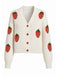 Beige 1950s Strawberry Drop Shoulder Knit Cardigan - vintage fashion, retro style