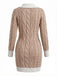 Beige 1960s Cable V-Neck Knit Sweater Bodycon Dress - vintage dress, retro fashion