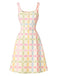 [Pre-Sale] Beige 1960s Plaid Floral Square Neck Dress 2