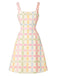 [Pre-Sale] Beige 1960s Plaid Floral Square Neck Dress 3