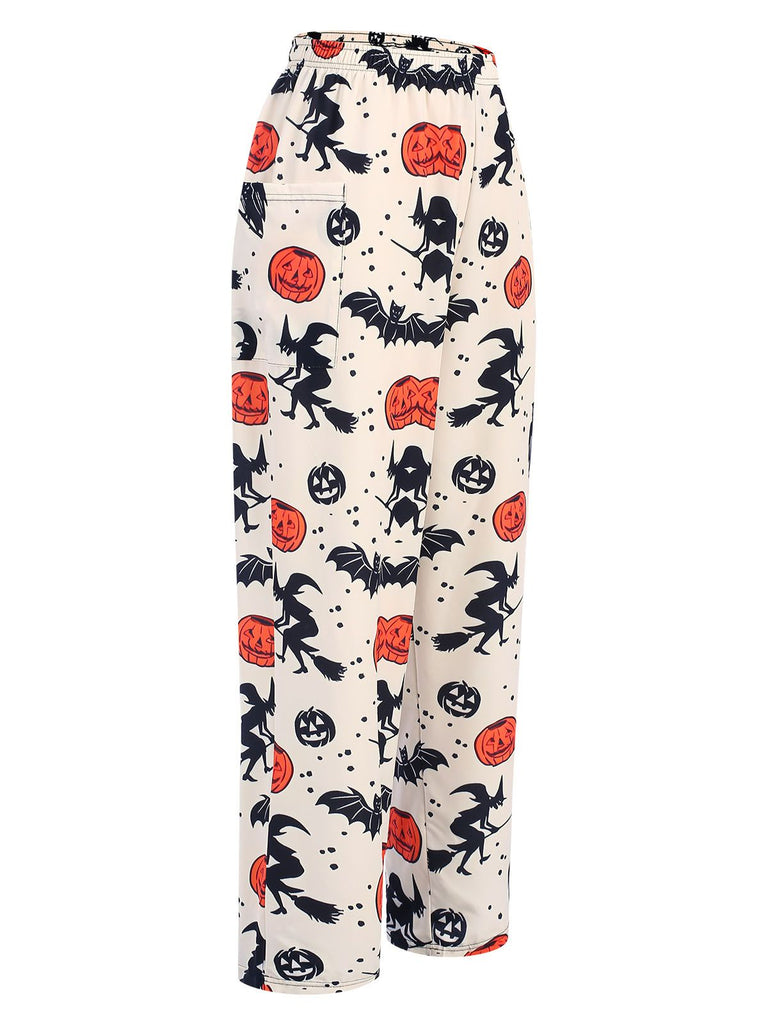 Beige 1960s Halloween Pumpkin Pocket Pants, vintage fashion, retro style - perfect for women who love vintage and retro fashion