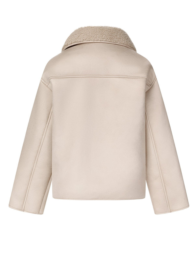 Beige 1960s Solid Polar Fleece Lining Coat, vintage coat, retro outerwear - perfect for women who love vintage and retro fashion