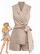 Beige 1960s Solid Suit Vest & Shorts Set - vintage outerwear, retro jacket, classic elegance for vintage lovers