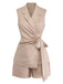 Beige 1960s Solid Suit Vest & Shorts Set: beautiful vintage outerwear, retro jacket, classic elegance with timeless appeal