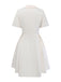 Beige 1970s Double Breasted Lapel Pleated Dress - vintage dress, retro fashion