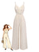 Elegant Beige 1950s Vintage Floral Jumpsuit 2