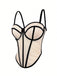 Beige 1980s Sheer Steampunk Herringbone Corset - vintage fashion, retro style
