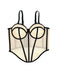 Beige 1980s Sheer Steampunk Herringbone Corset - vintage fashion, retro style