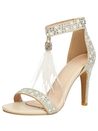 Beige-Rhinestone-Feather-High-Heel-Wedding-Shoes
