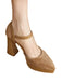 She finds her vintage story in this Beige Suede Pointed High Heel Shoes