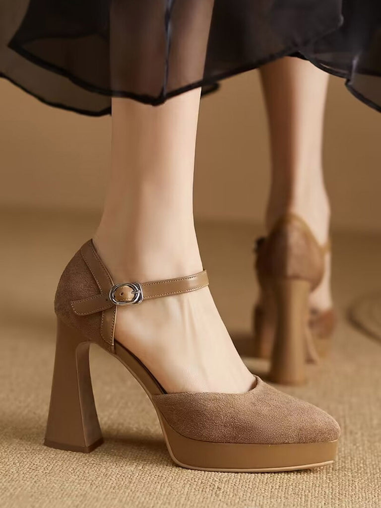 Beige Suede Pointed High Heel Shoes: timeless vintage elegance she makes her own