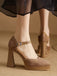 Beige Suede Pointed High Heel Shoes: timeless vintage elegance she makes her own