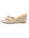 Beige Woven Flat Slide Sandals