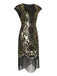 Black 1920s Sequined Tassel Cap Sleeve Dress: where 1920s romance meets her modern spirit