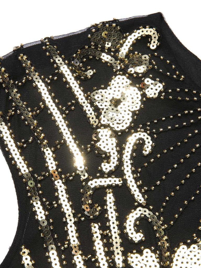 Black 1920s Sequined Tassel Cap Sleeve Dress — the kind of 1920s dress that makes strangers smile