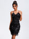 Black 1920s Spaghetti Straps Sequined Flapper Dress, vintage dress, retro fashion, Gatsby party, flapper style - perfect for women who love vintage and retro fashion