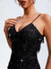 Black 1920s Spaghetti Straps Sequined Flapper Dress, vintage dress, retro fashion, Gatsby party, flapper style - perfect for women who love vintage and retro fashion