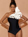 Black 1930s 3D-Butterfly One-Shoulder Swimsuit: 1930s Riviera elegance, reimagined for her