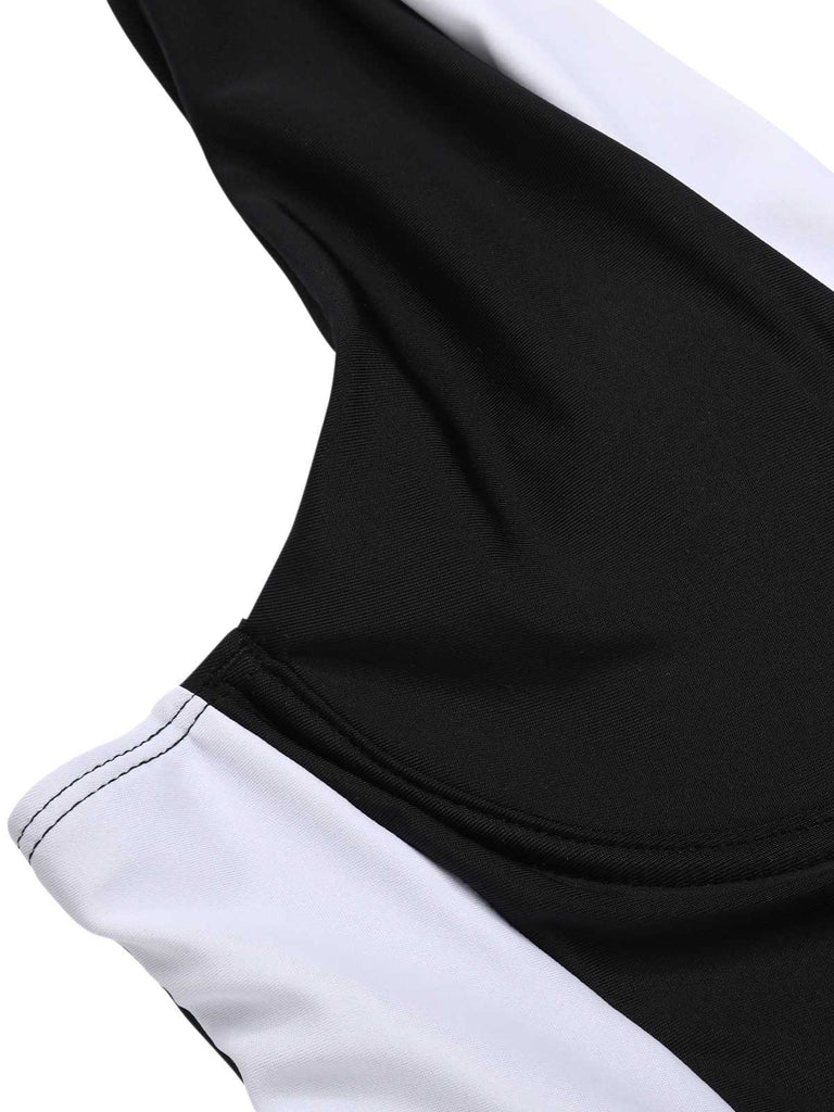 Black 1930s Contrast One-Piece Swimsuit — because 1930s glamour never goes out of style