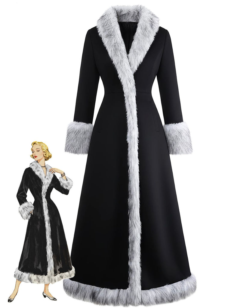 blue dress for baby girl Mens Double-Breasted Wool Overcoat with Faux Fur Shawl Collar Classic Winter  Dress Coat in Half Black and Charcoal main image 0