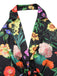 Black 1930s Floral V-Neck Halter Jumpsuit - vintage jumpsuit, retro fashion, classic black