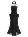 Black 1930s Gothic Lace Halter Mermaid Dress - vintage dress, retro fashion, classic black