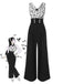 Black 1930s Halloween Bat Patchwork Jumpsuit: timeless style reimagined